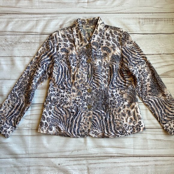 J. Bee Vintage Abstract Print Button Up Shirt Jacket Size L - Picture 1 of 10